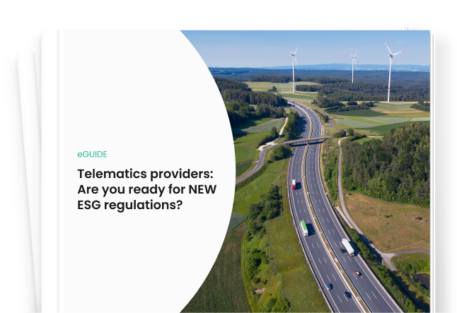 eGuide cover saying: Telematics providers: Are you ready for NEW ESG regulations?