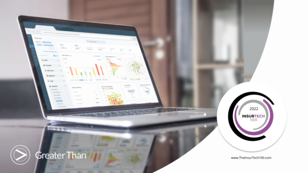 Risk portfolio tracker showing in use and InsurTech100 2022 logo