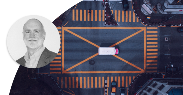 Truck driving through a crossroad