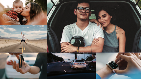 Collage of images on humans and cars