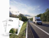 Cover and pages of a 2024 ESG report by Greater Than displayed in front of a delivery van driving on a rural highway. The report includes climate impact metrics, CO₂ savings, and sustainability highlights tailored for Company X.