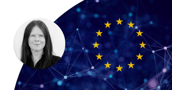 Profile image of Liselott Johansson. EU stars on a background with AI data feeling