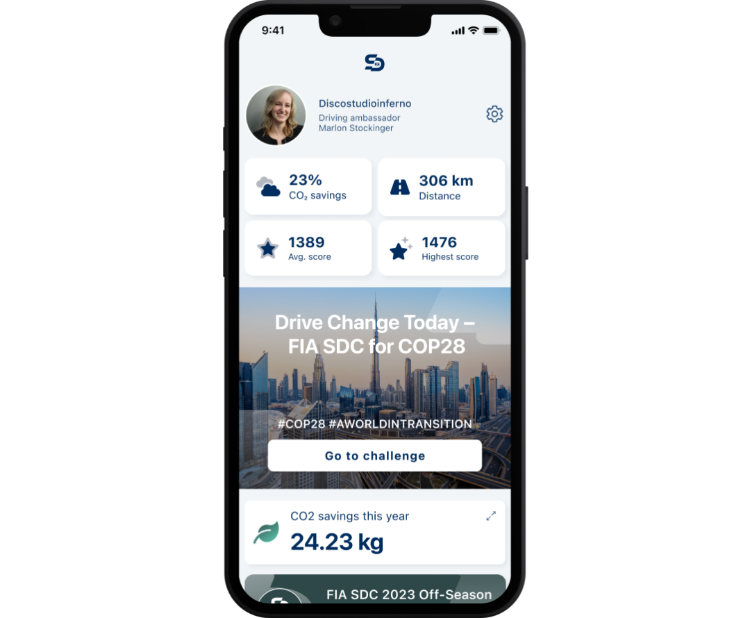 FIA SDC for COP28 app shown on phone.