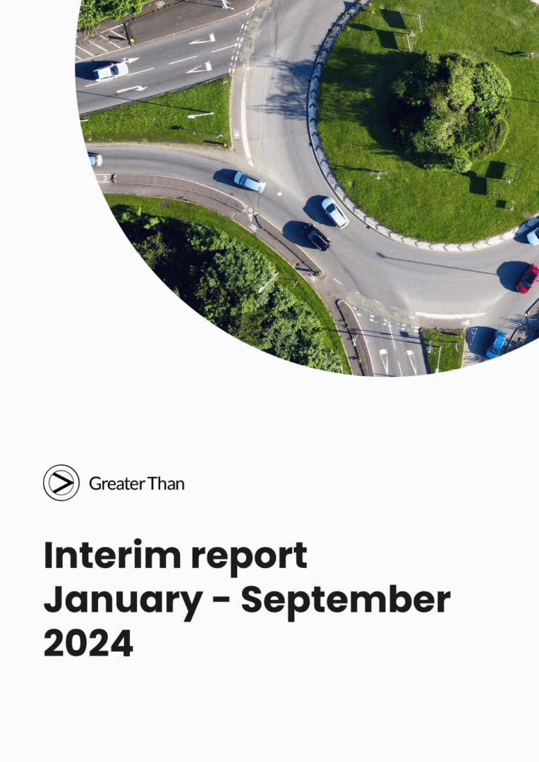 Front page of Greater Than's Interim report January-September 2024