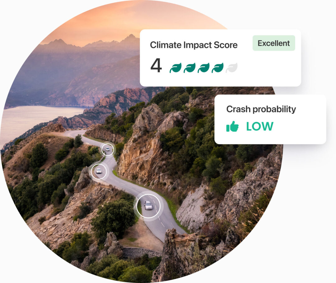 Illustration of a car surrounded by digital data streams and icons representing telematics, with the headline 'Optimize Telematics Data' and Greater Than's logo, suggesting data-driven fleet optimization.
