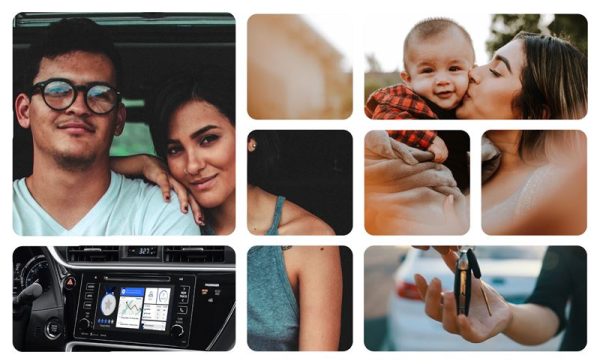 Collage of humans and cars