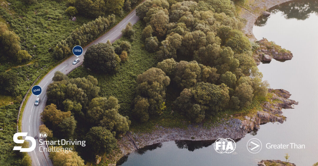 Cars driving in nature, Fia Smart Driving Challenge promotion