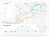 Interactive trip performance map showing driving events, speed, and risk levels, showcasing AI integration in telematics and driver behavior tracking