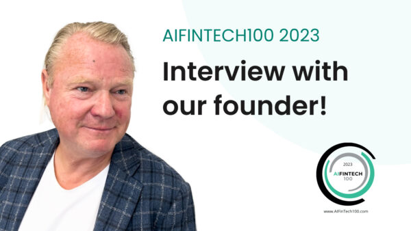 Profile image of Sten Forseke, logo of AIFintech100 2023 and text that says