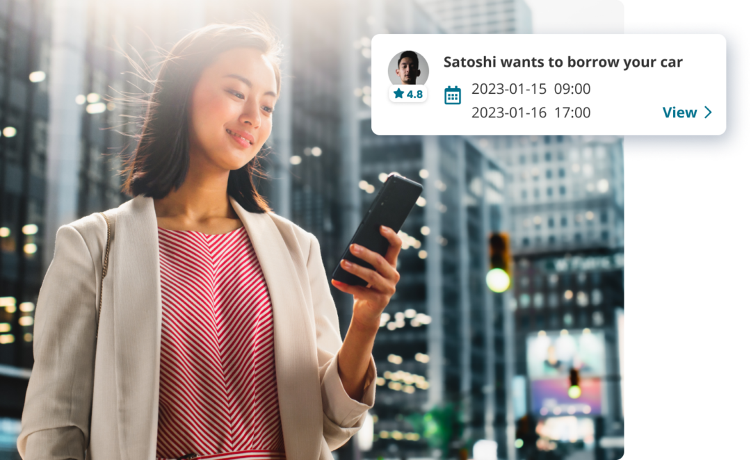 Warkian KINTO app showing booking request