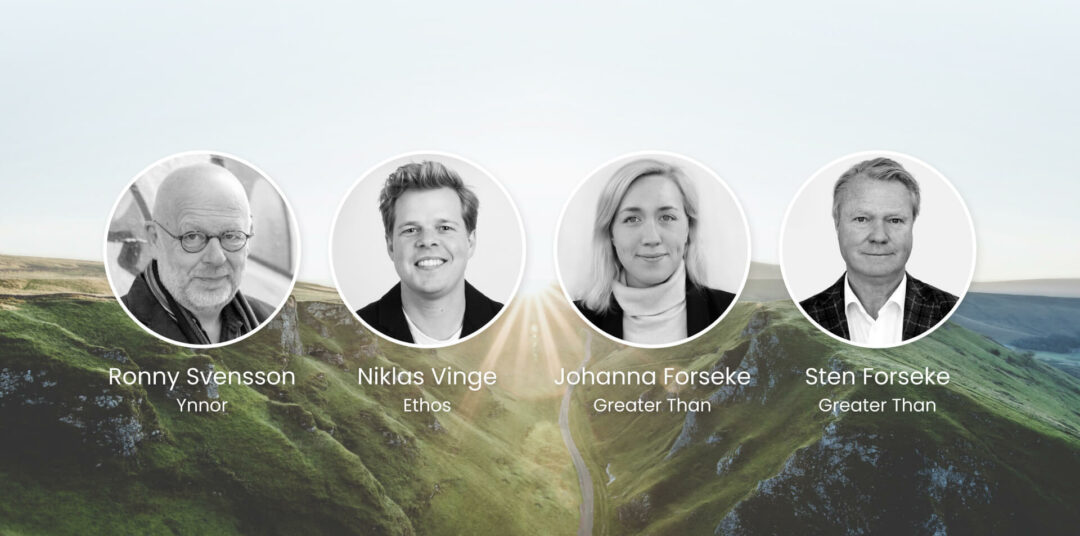 Portrait image of Ronny Svensson at Ynnor, Niklas Vinge at Ehos, Johanna Forseke at Greater Than and Sten Forseke at Greater Than